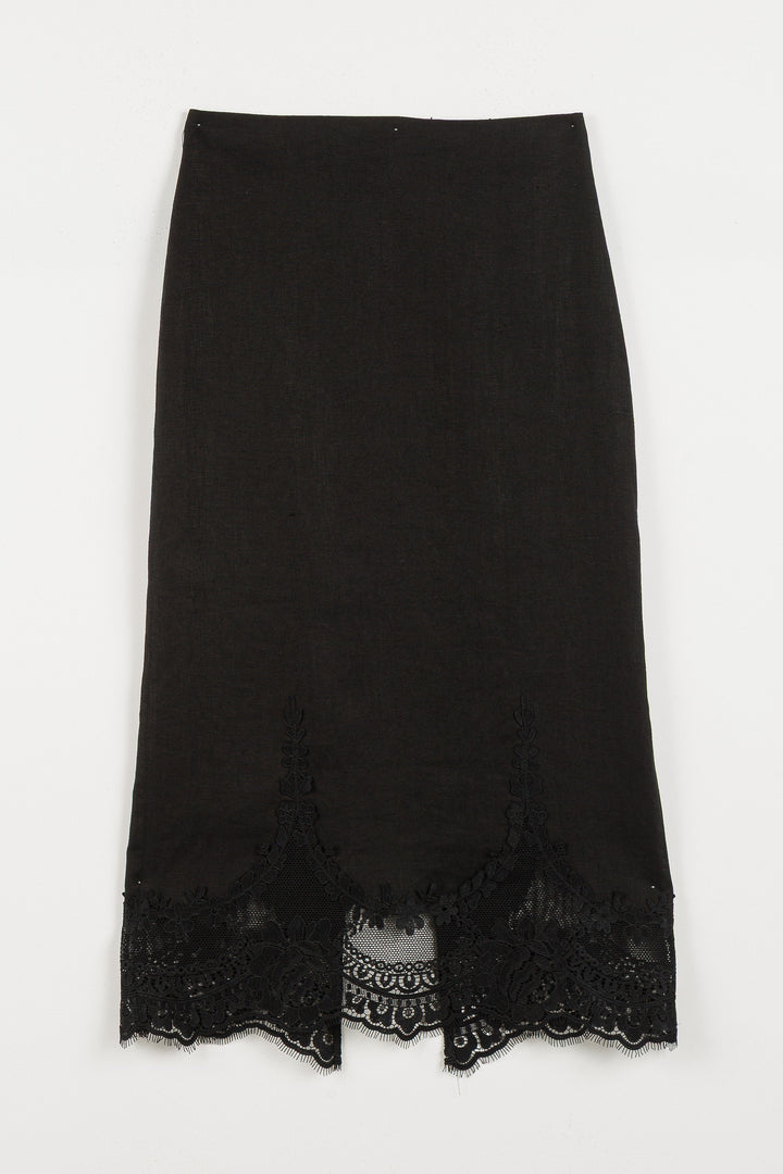 Ensemble top et jupe en lin et dentelle