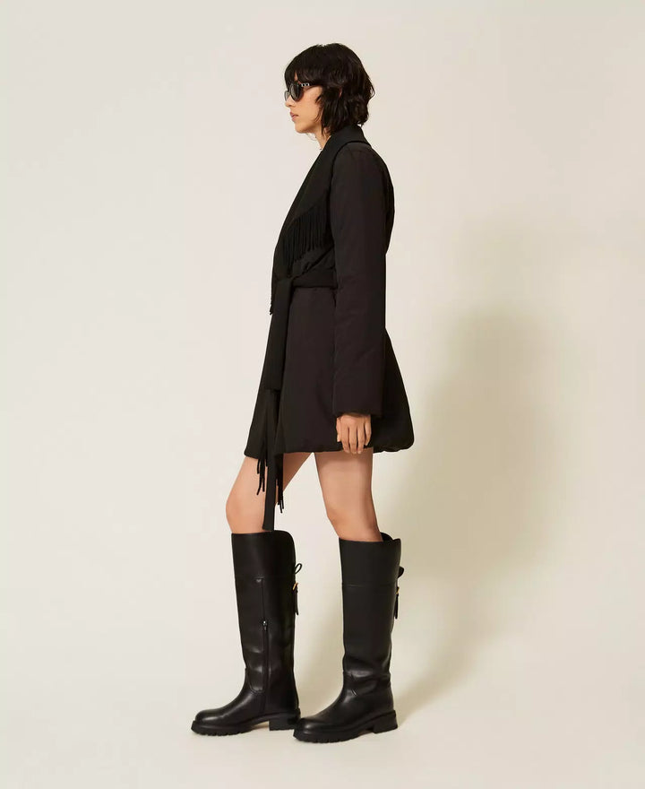 Veste matelassée ceinturée à franges