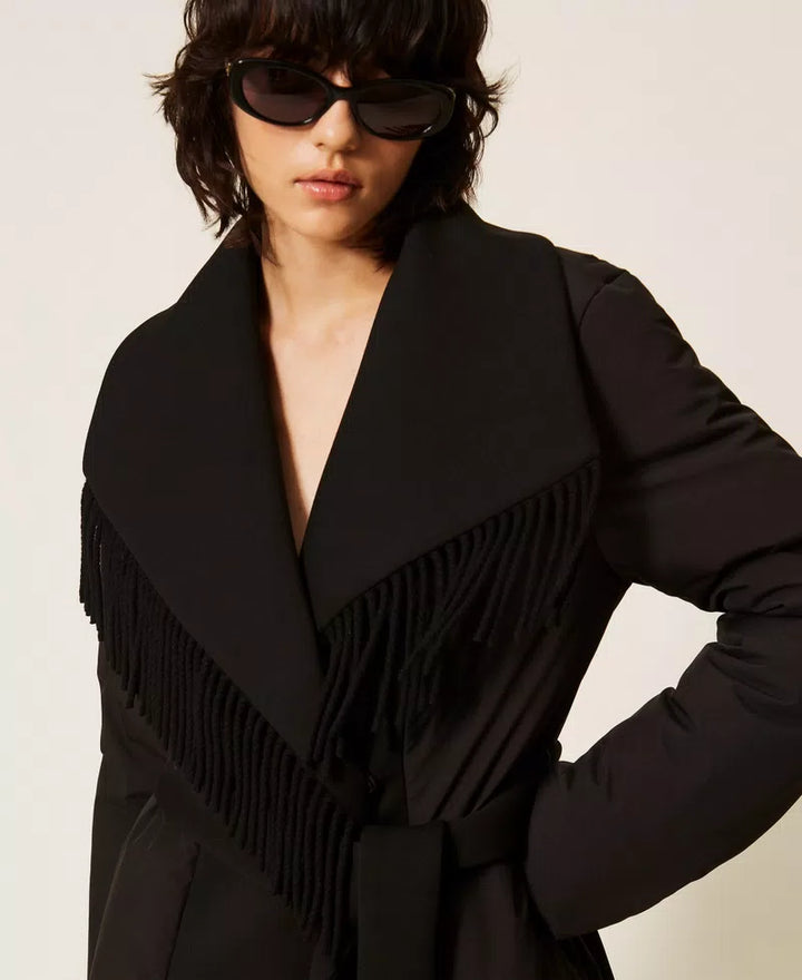Veste matelassée ceinturée à franges