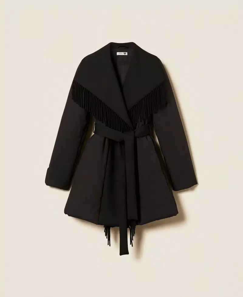 Veste matelassée ceinturée à franges