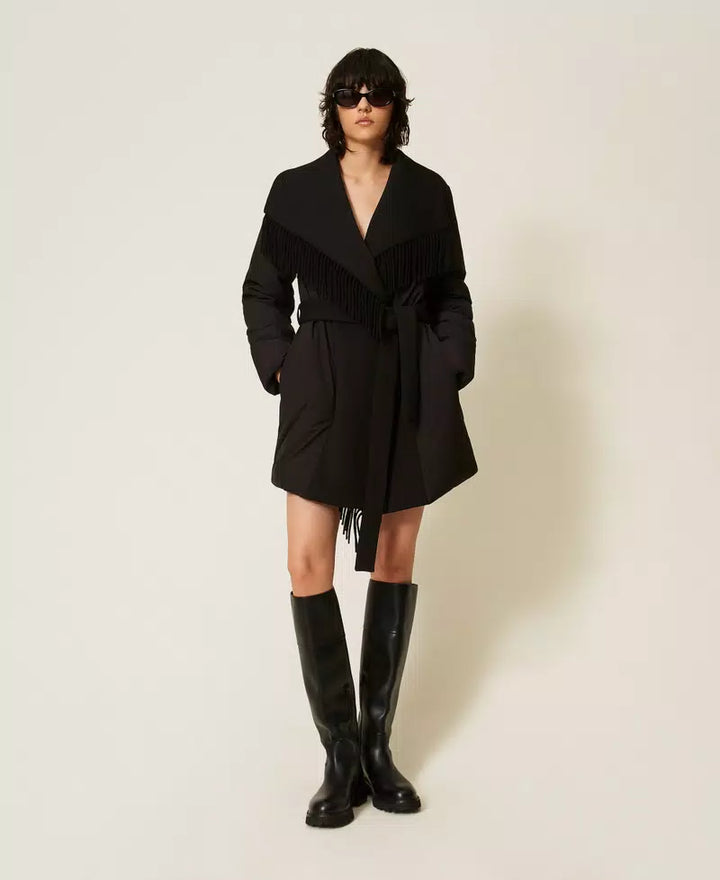 Veste matelassée ceinturée à franges