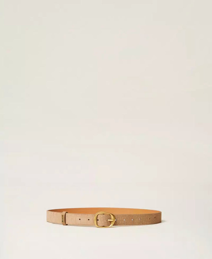 Ceinture en suède à effet crocodile