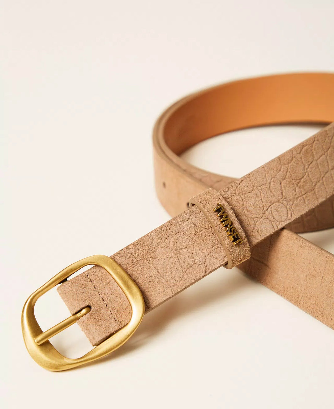 Ceinture en suède à effet crocodile