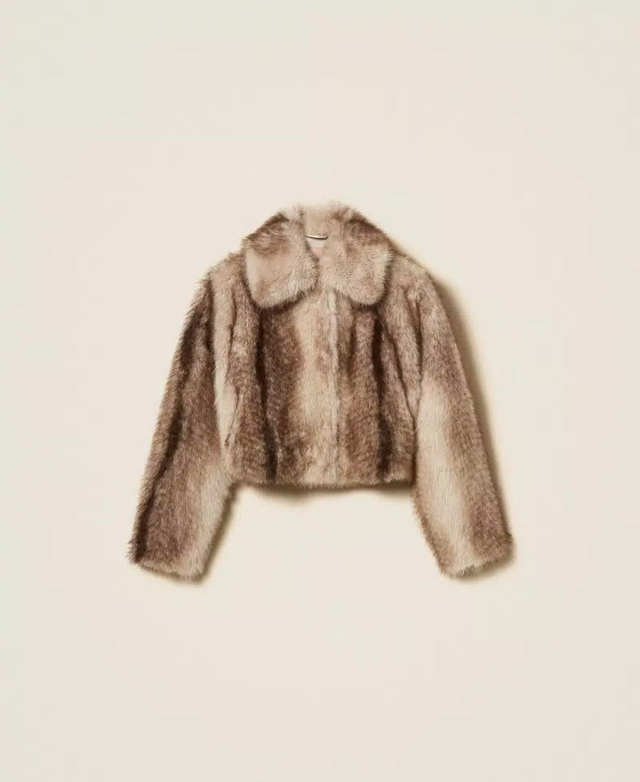 Veste courte en fausse fourrure