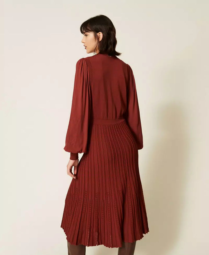 Robe longue en maille ajourée à effet cardigan
