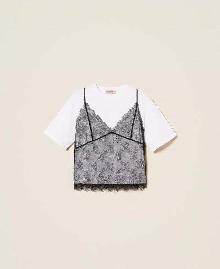 T-shirt avec camisole en dentelle
