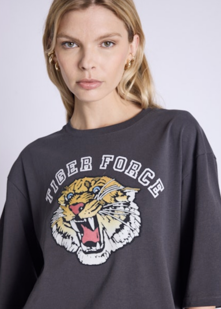 T-shirt ample avec imprimé et écriture "Tiger Force"