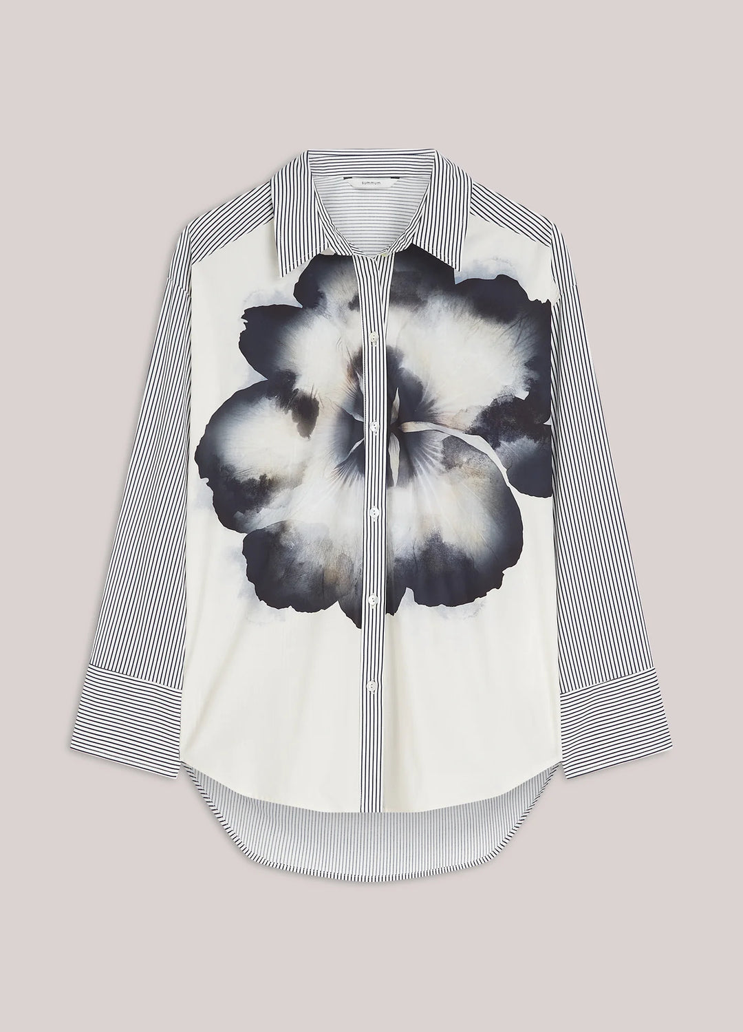 Chemise ample à rayures et motif floral