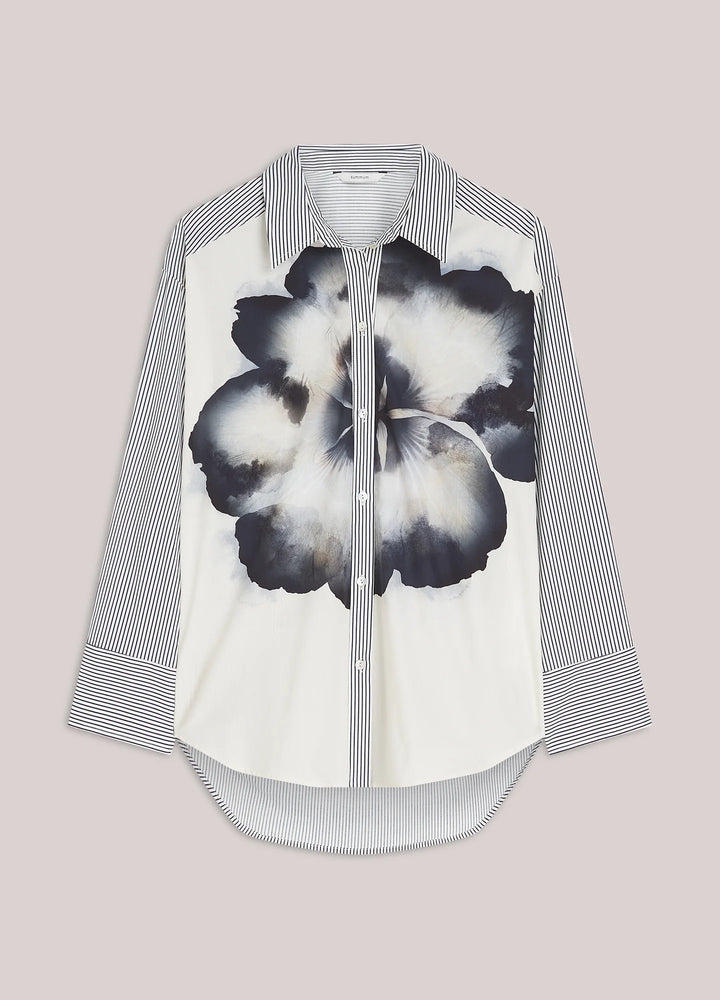 Chemise ample à rayures et motif floral