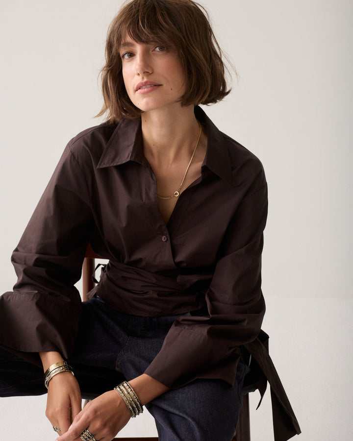 Blouse cache-cœur en popeline