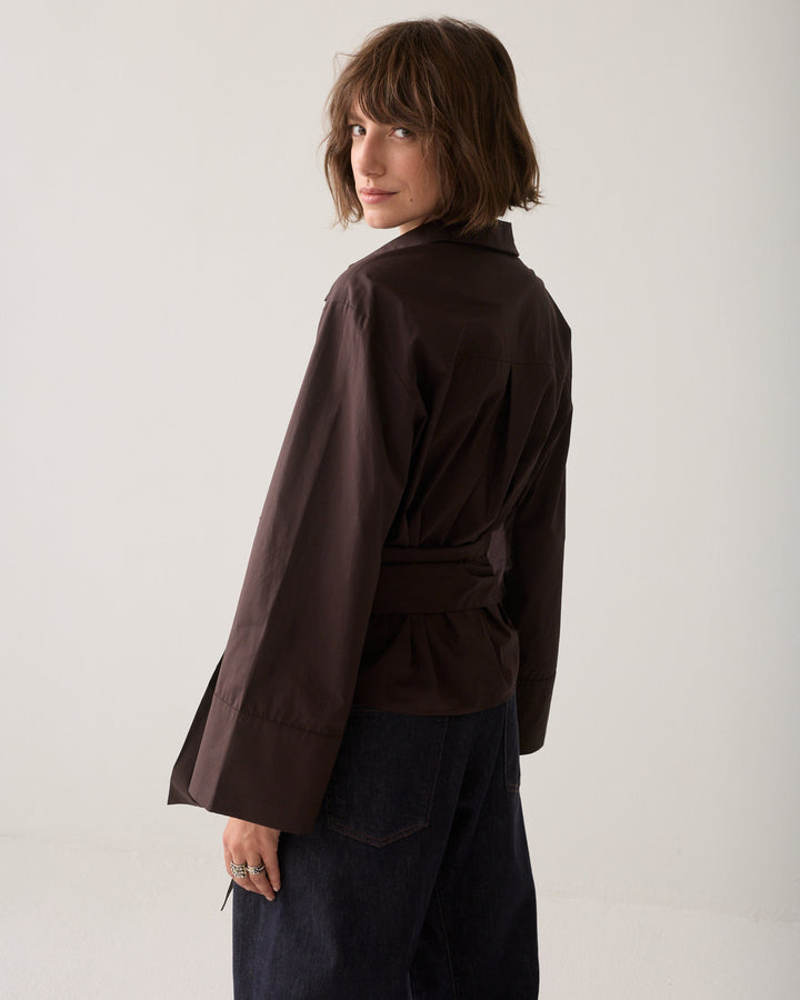 Blouse cache-cœur en popeline