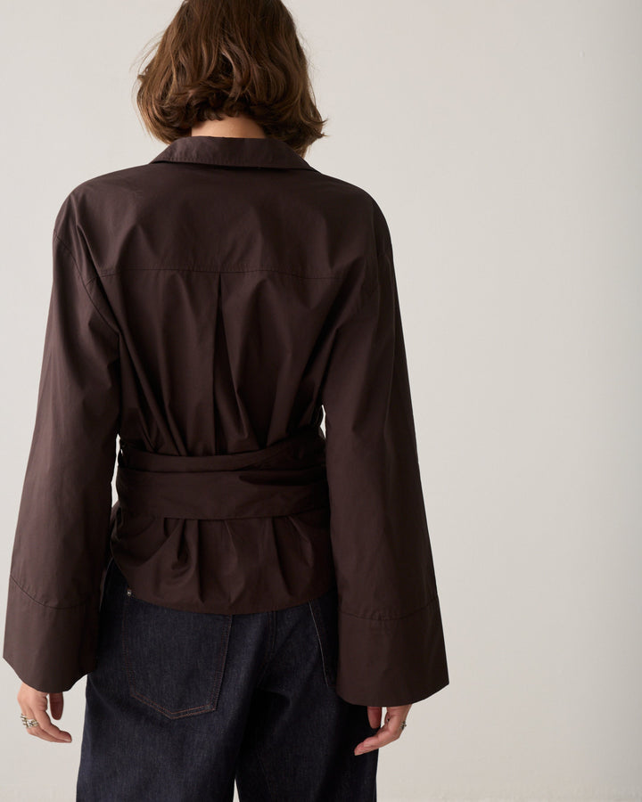Blouse cache-cœur en popeline