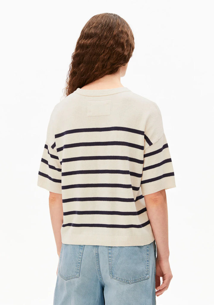 Pull à rayures en lin mélangé
