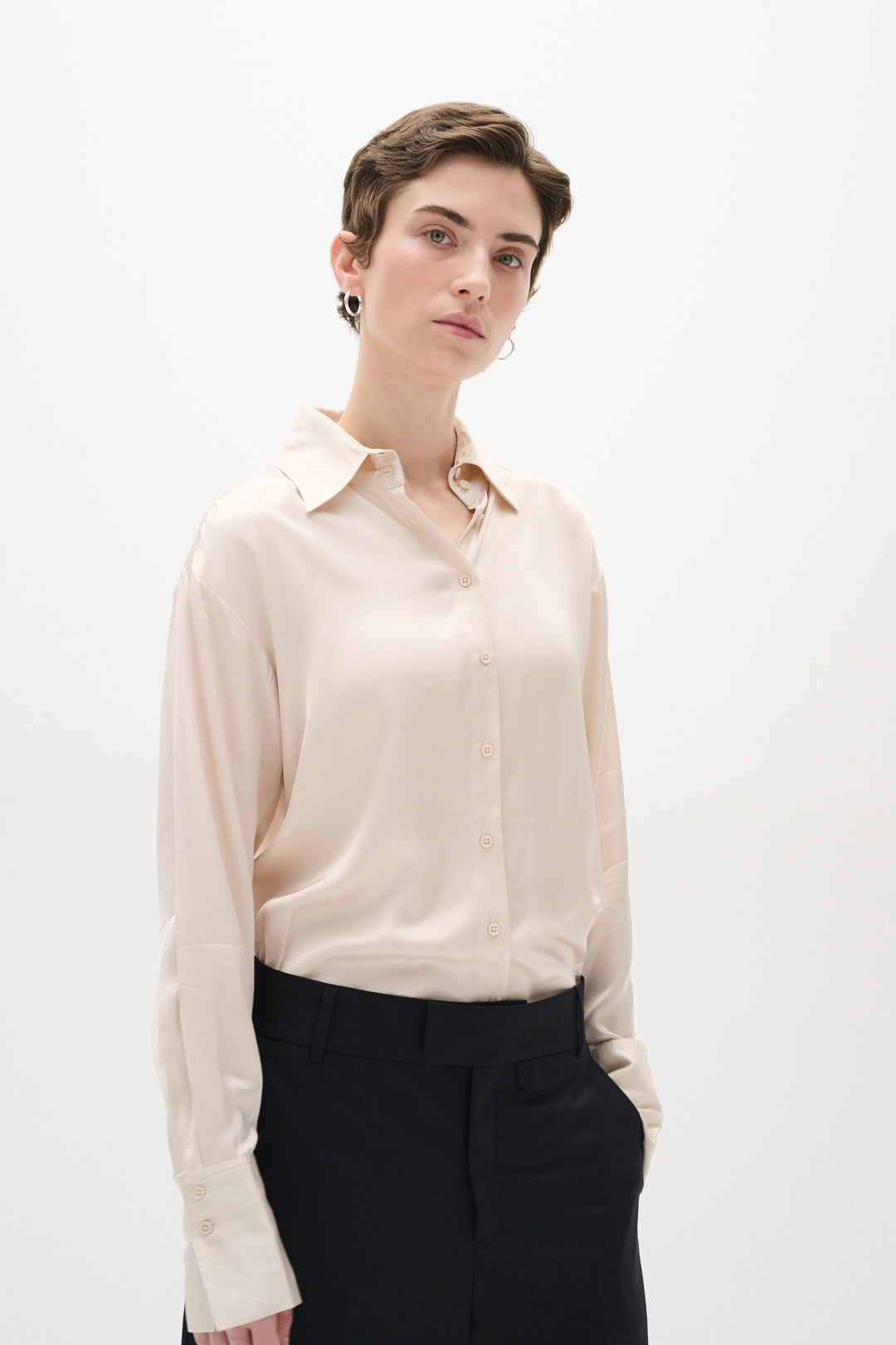 Chemisier satiné avec col classique Pauline