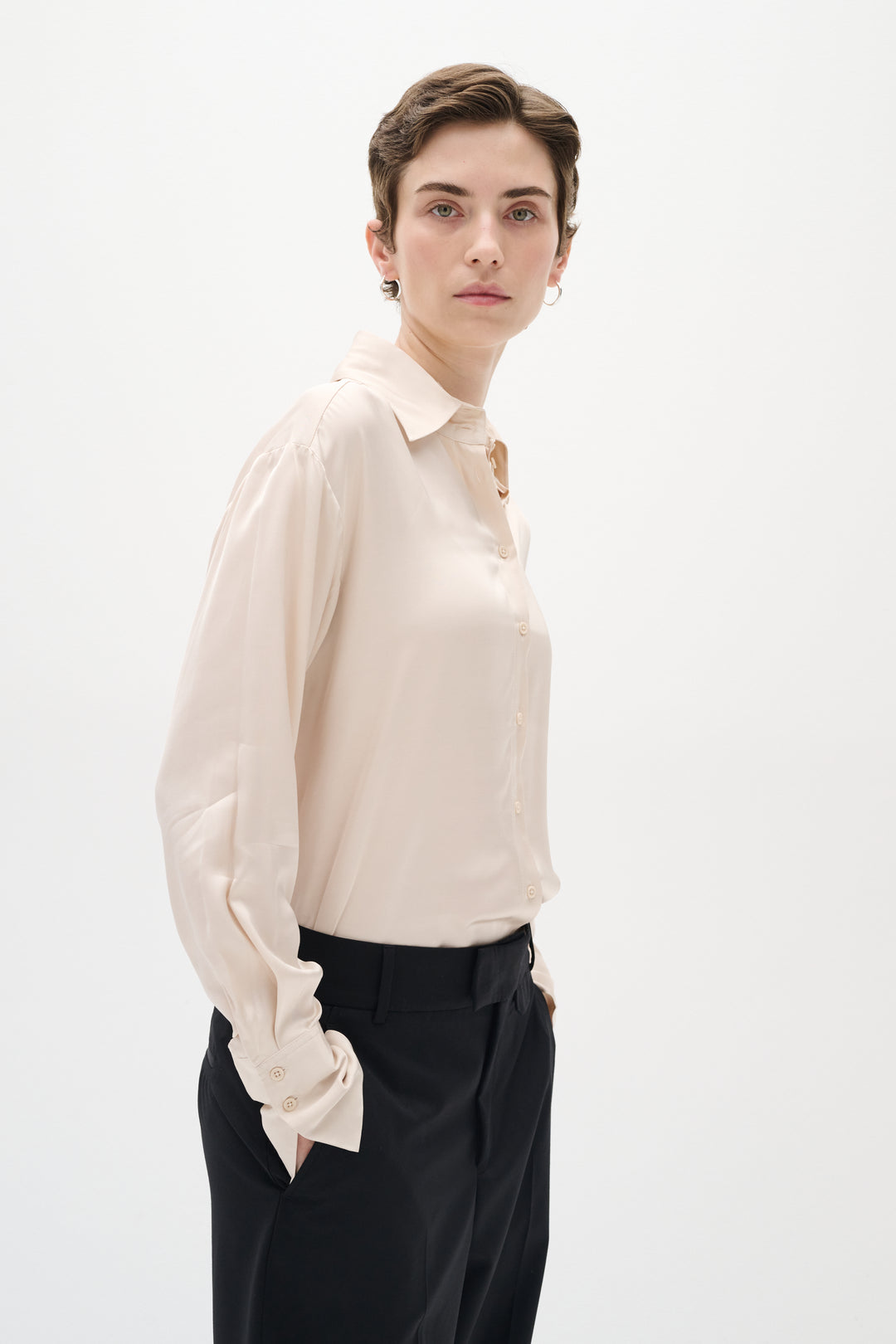 Chemisier satiné avec col classique Pauline