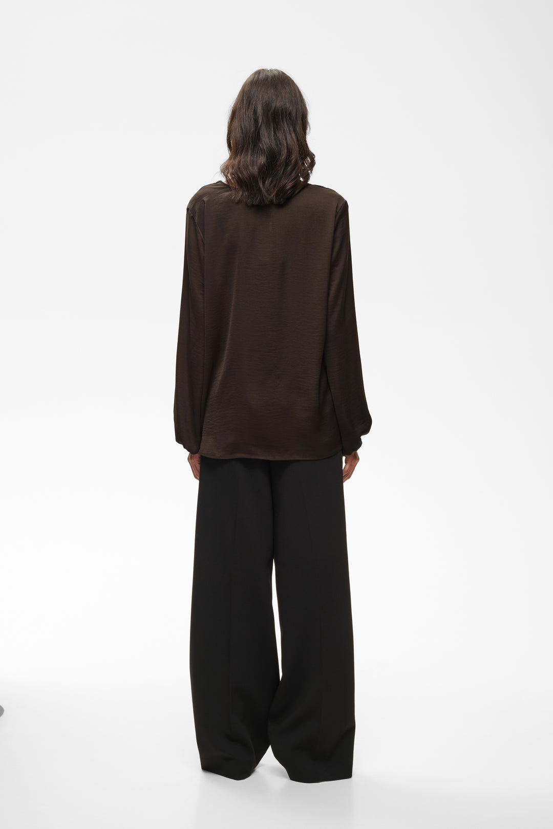 Blouse drapée à col V Rinda Chocolat