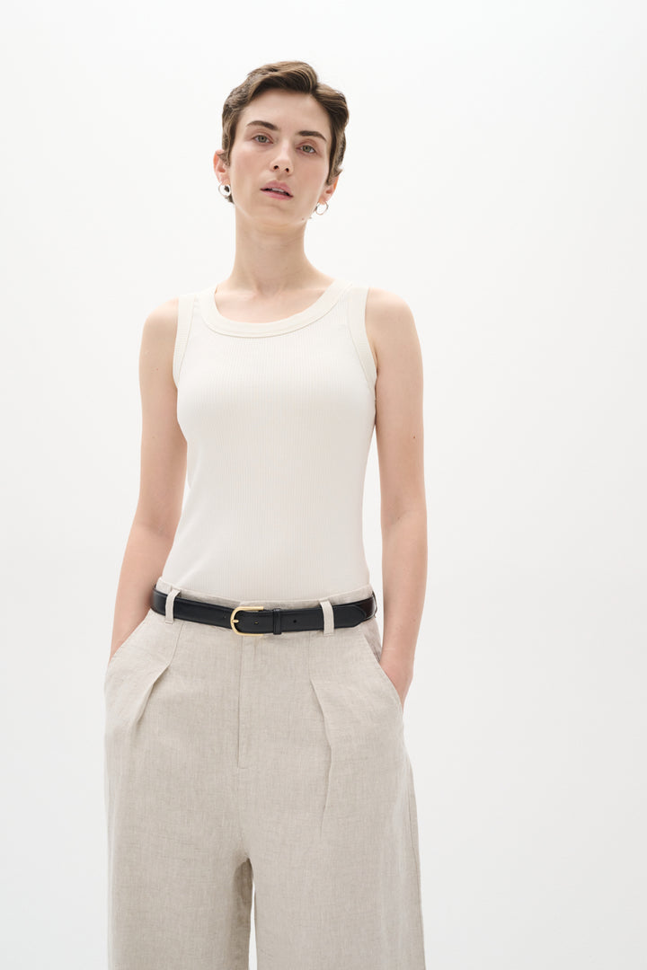 Camisole côtelée avec col rond Dagna