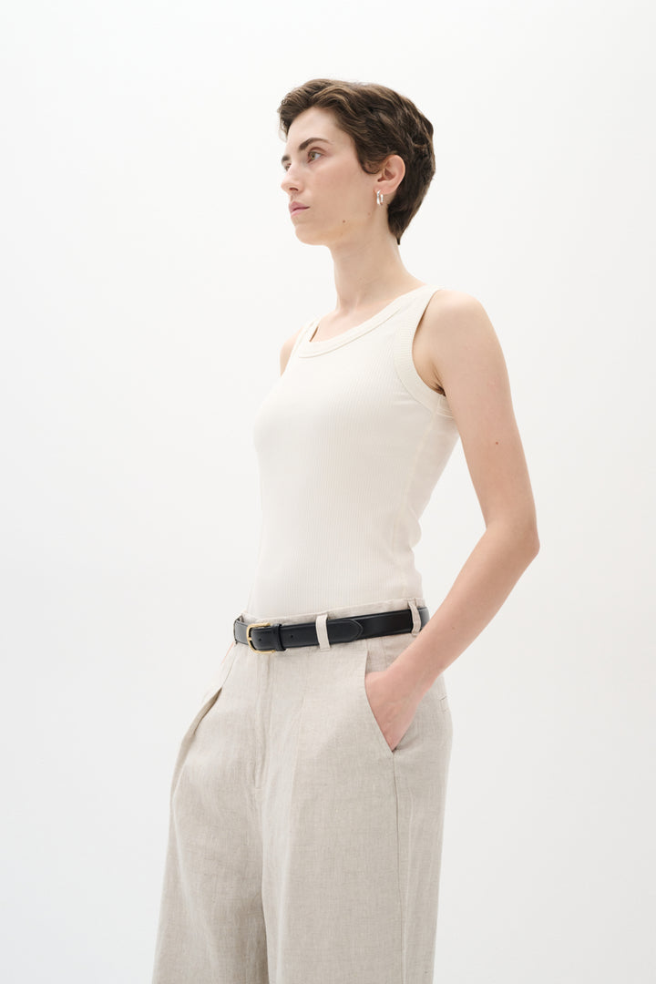 Camisole côtelée avec col rond Dagna