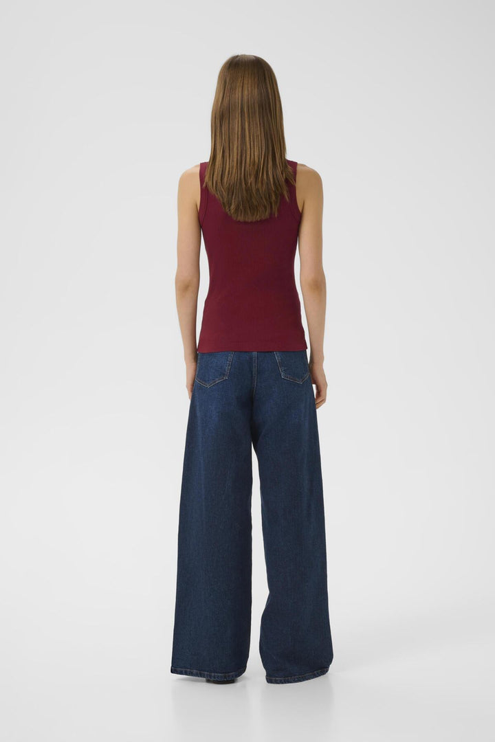 Camisole côtelée avec col rond Dagna