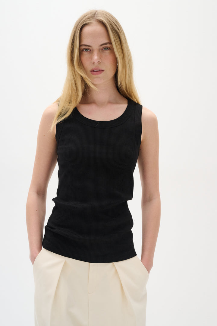 Camisole côtelée avec col rond Dagna