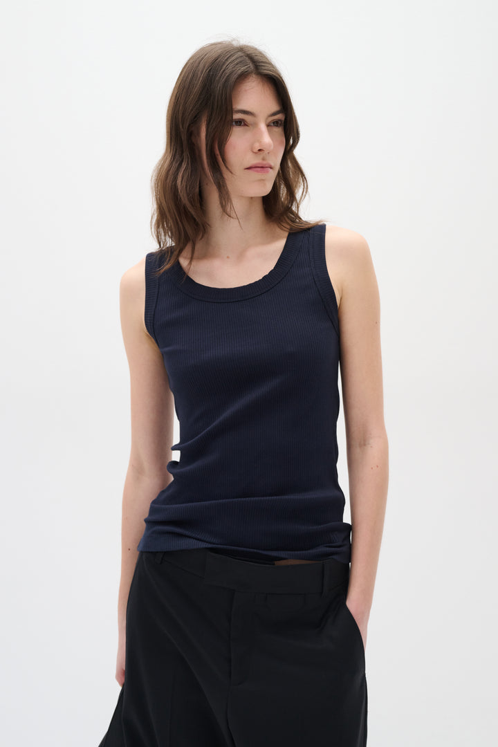 Camisole côtelée avec col rond Dagna