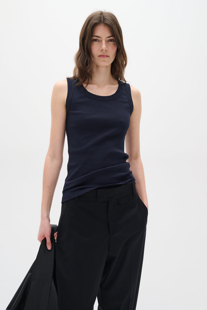 Camisole côtelée avec col rond Dagna