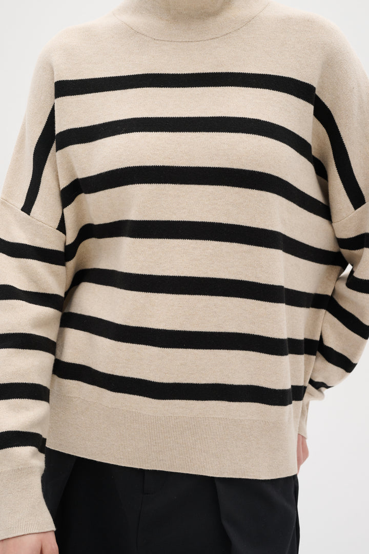 Pull rayé en coton avec col montant Tenley
