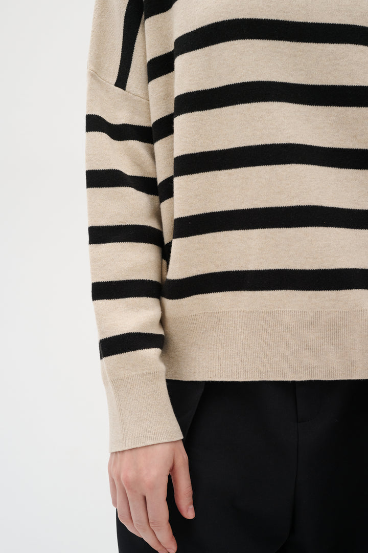 Pull rayé en coton avec col montant Tenley