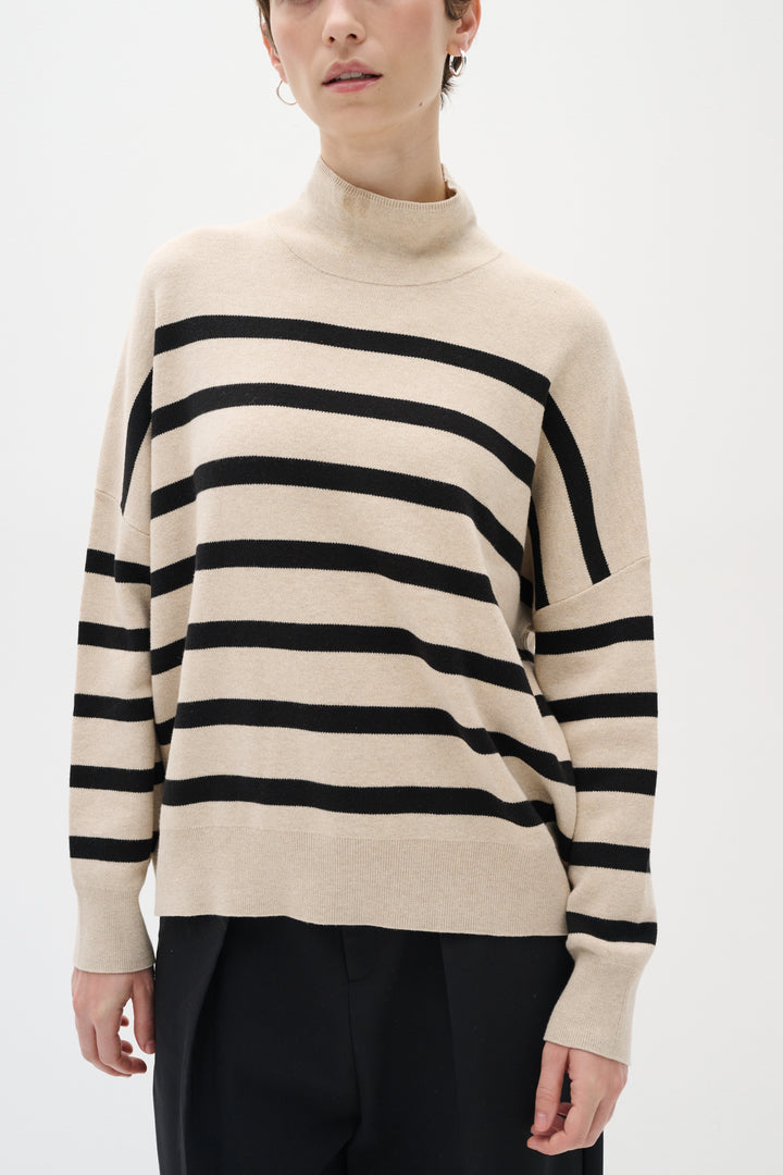 Pull rayé en coton avec col montant Tenley