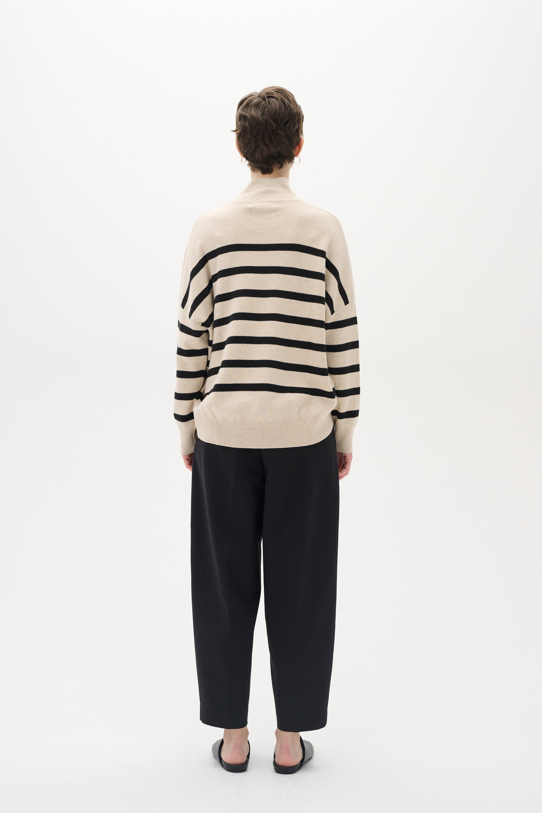 Pull rayé en coton avec col montant Tenley