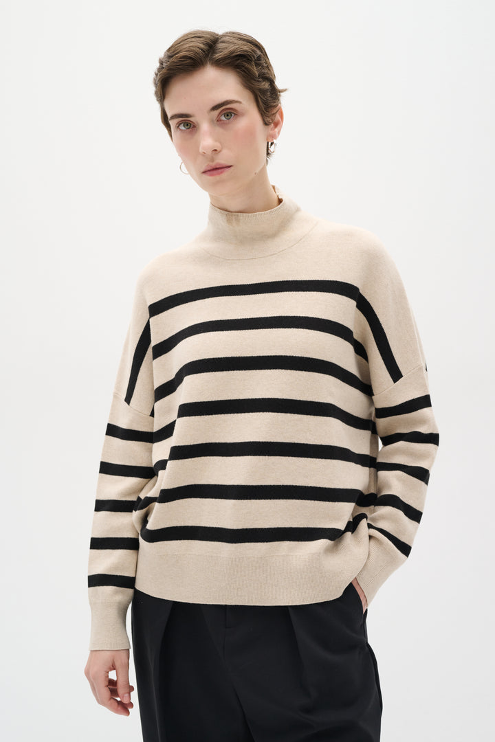 Pull rayé en coton avec col montant Tenley
