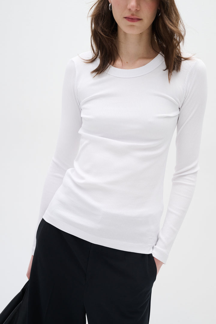 T-shirt côtelé en coton à manches longues Dagna