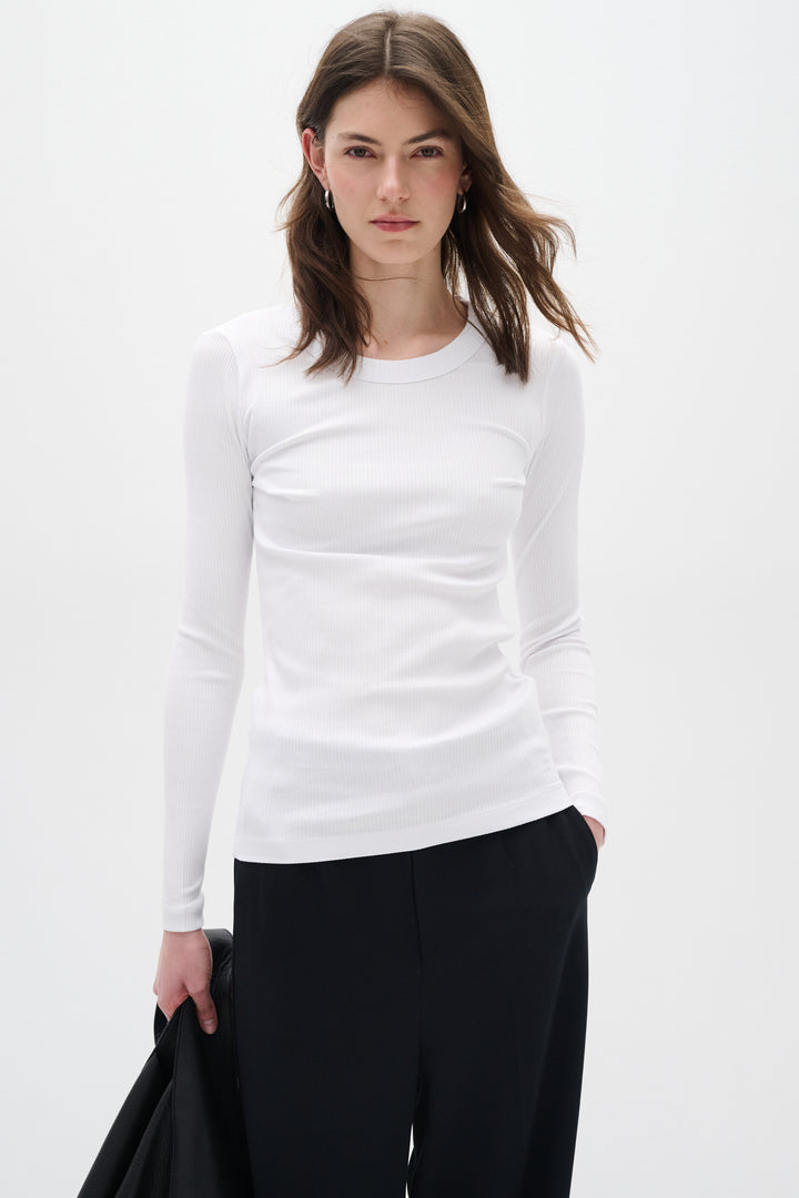 T-shirt côtelé en coton à manches longues Dagna