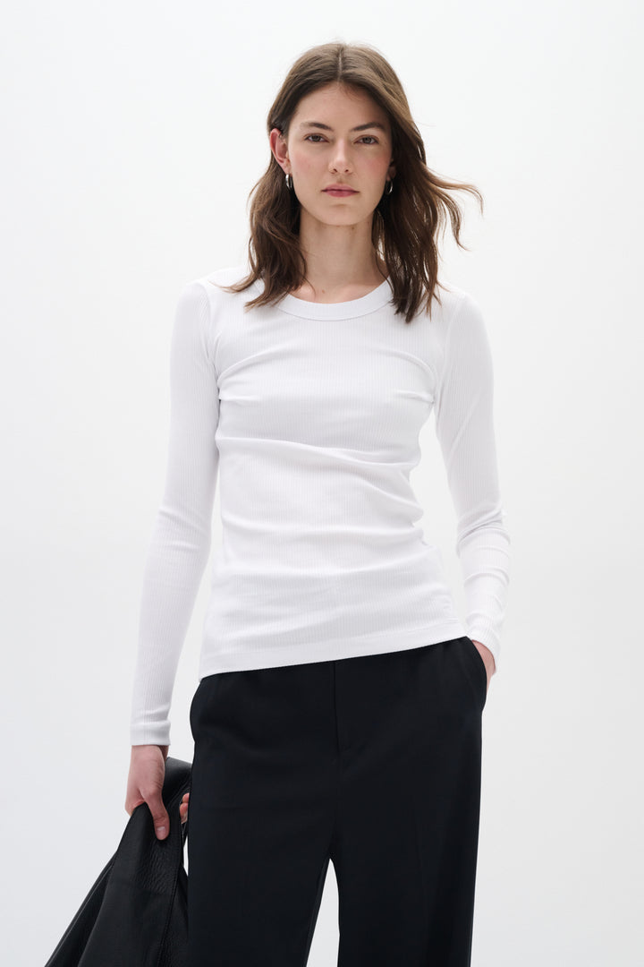 T-shirt côtelé en coton à manches longues Dagna