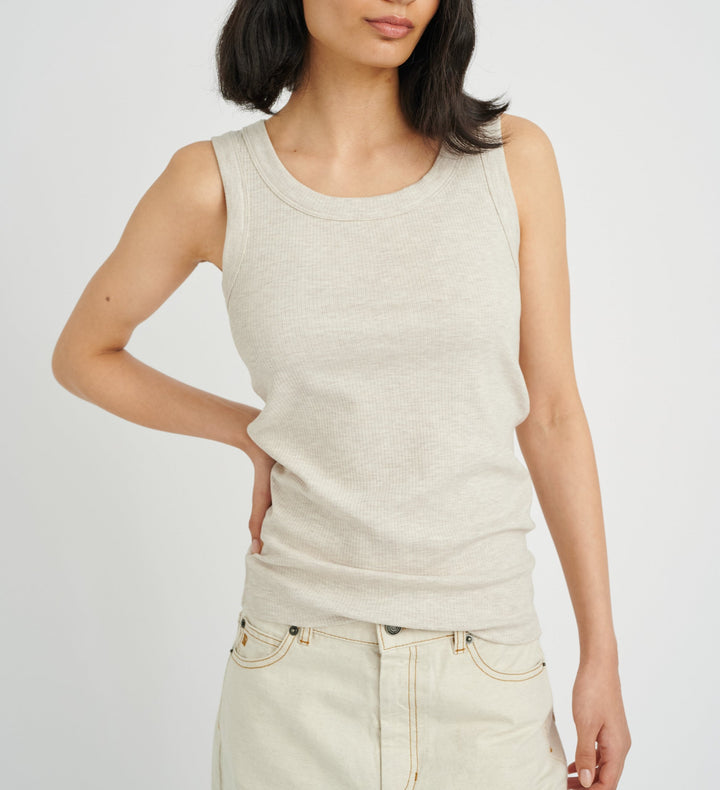 Camisole côtelée avec col rond Dagna