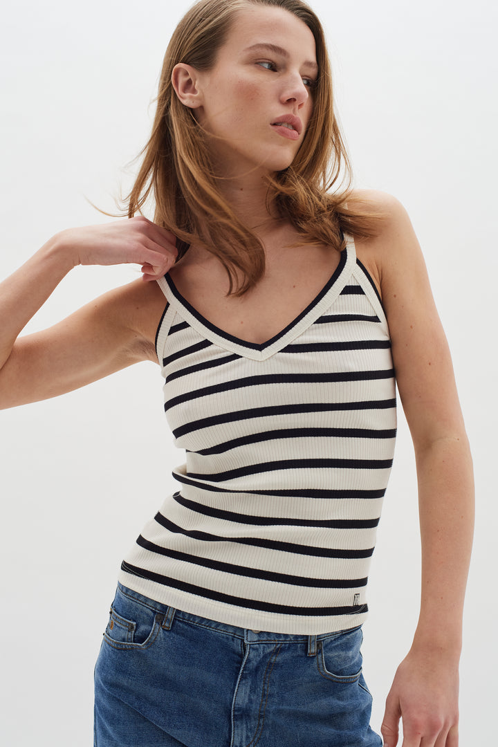 Camisole rayée col V Egna style Dagna