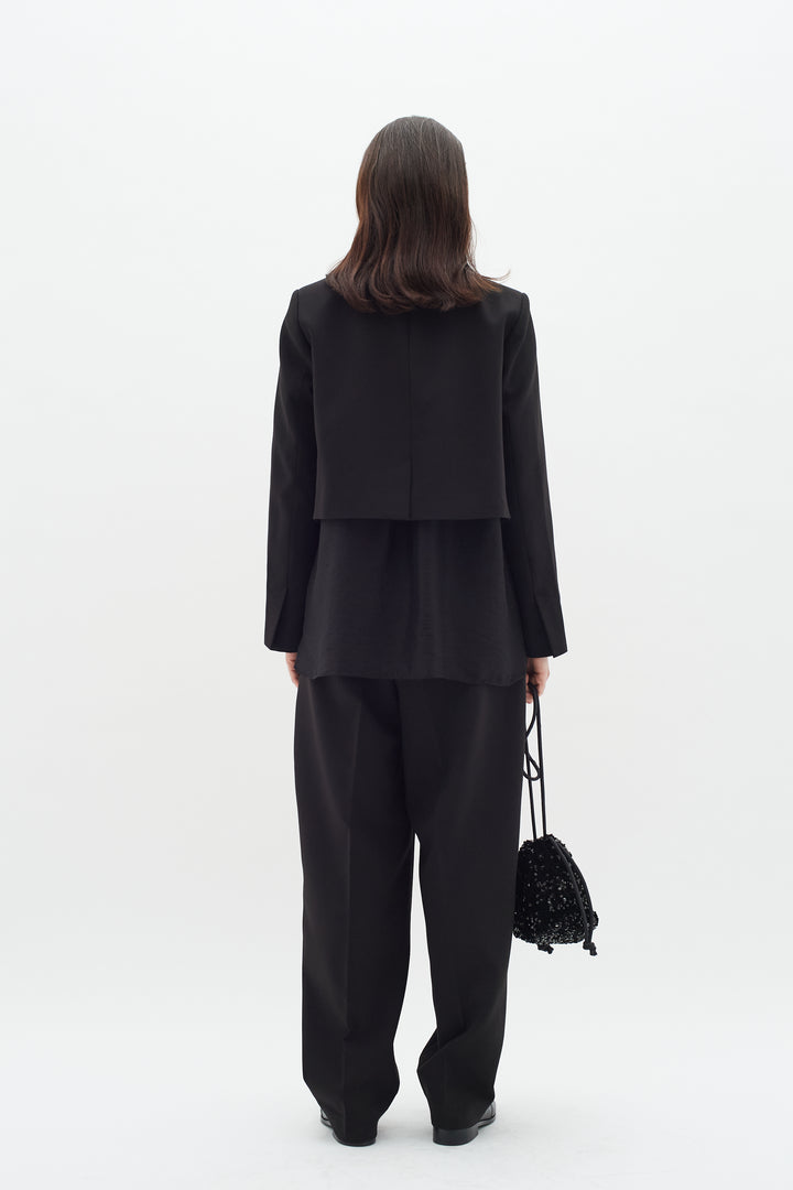 Blazer court tuxedo avec satin Yael