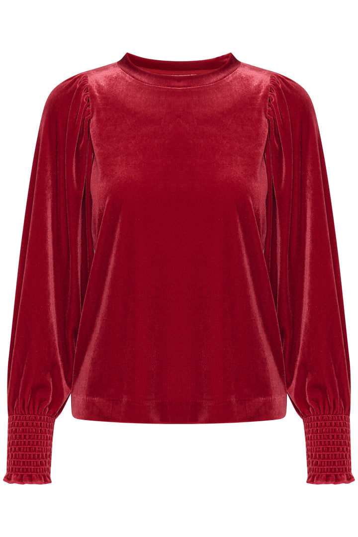Pull en velours rouge Oriella