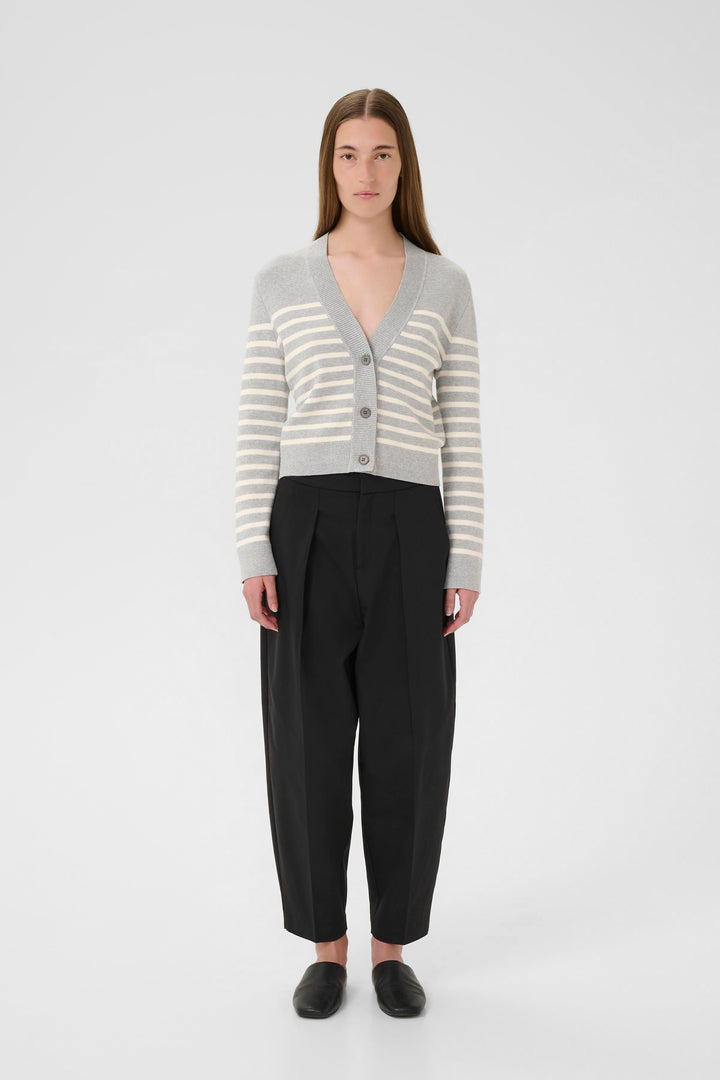 Cardigan rayé en coton avec col V Wallis