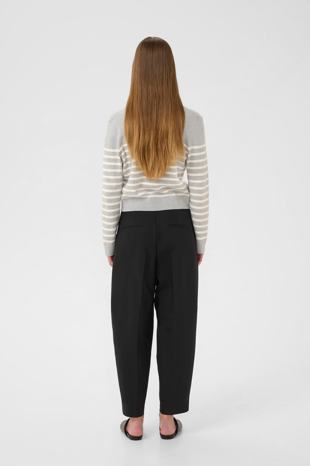 Cardigan rayé en coton avec col V Wallis