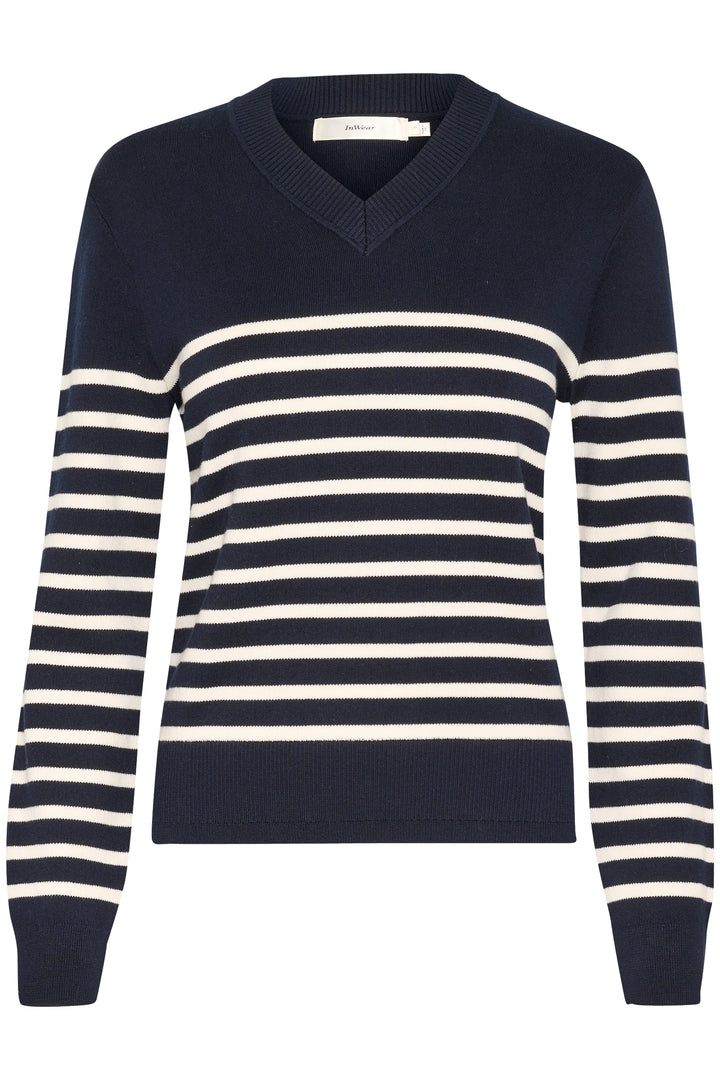 Pull en coton rayé avec col V Wallis