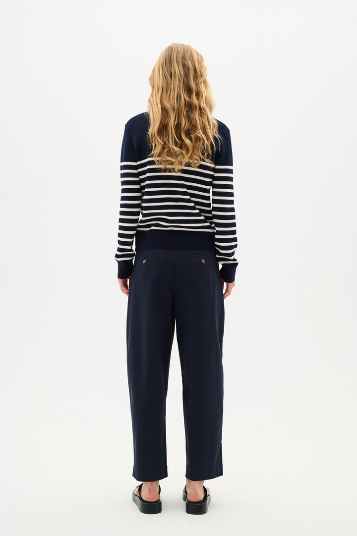 Pull en coton rayé avec col V Wallis