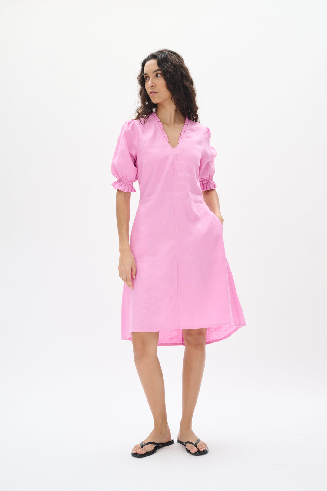 Robe midi en lin avec détails froncés Rigitta