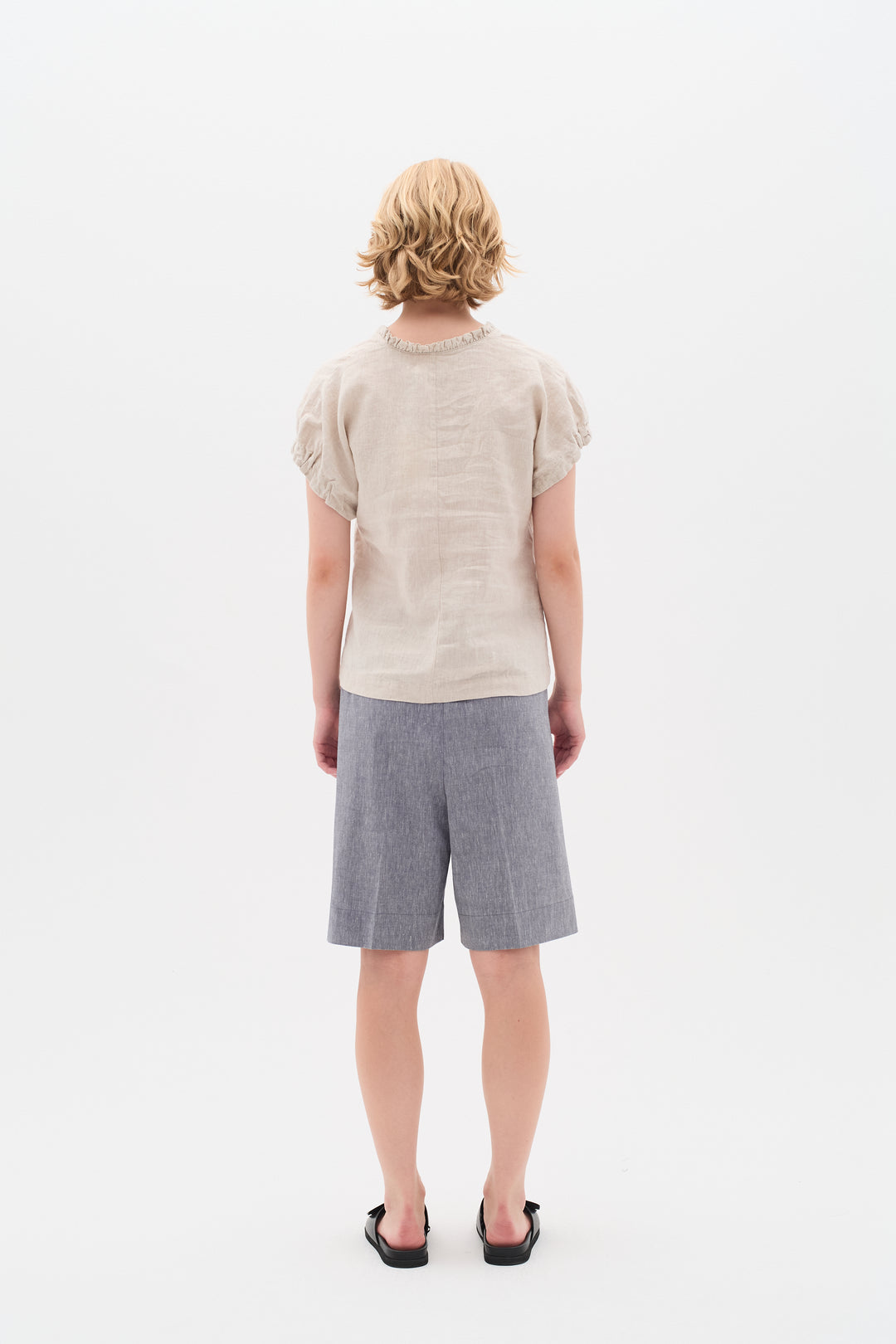 T-shirt en lin avec détails volantés Rigitta