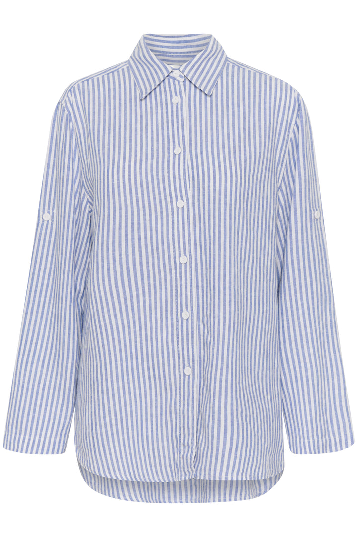 Chemise rayée à manches retroussables Rimone