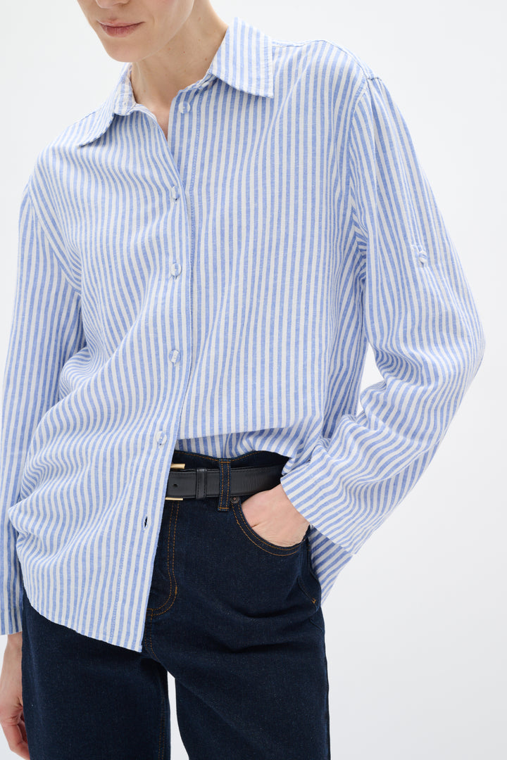 Chemise rayée à manches retroussables Rimone