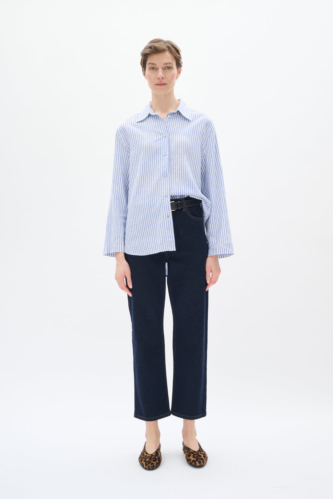 Chemise rayée à manches retroussables Rimone