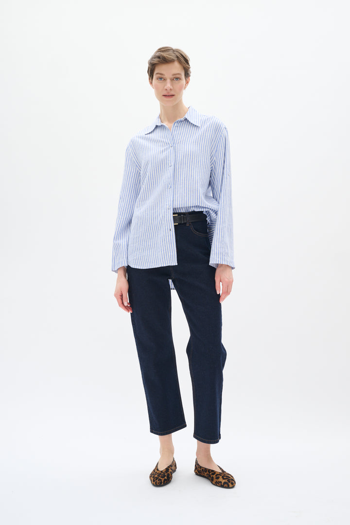 Chemise rayée à manches retroussables Rimone
