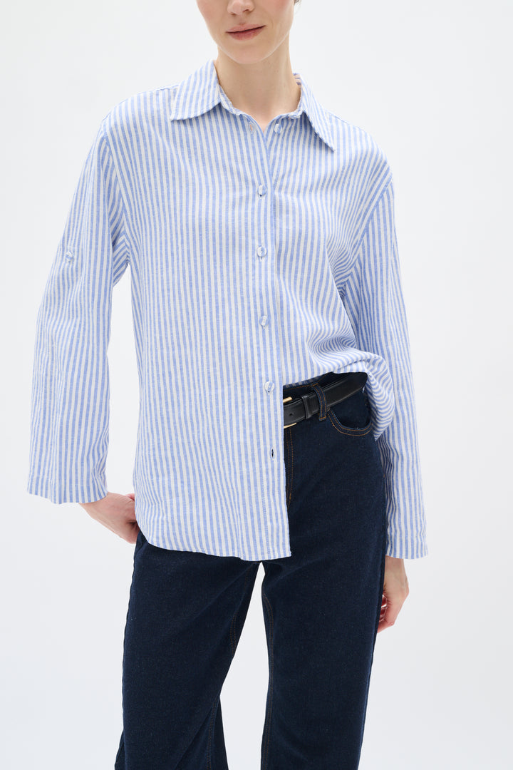 Chemise rayée à manches retroussables Rimone