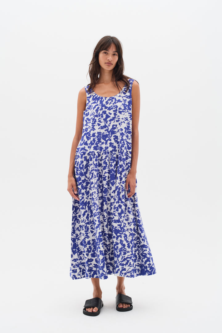 Robe midi sans manches avec imprimé abstrait Faye